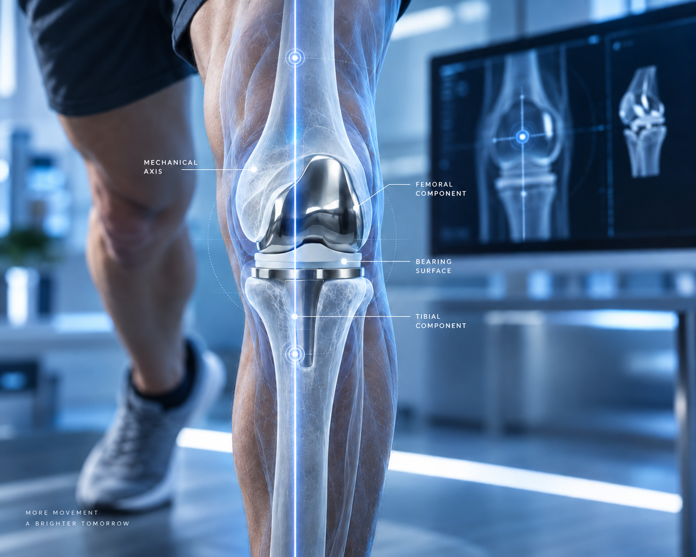 Knee replacement planning with mechanical alignment and implant positioning