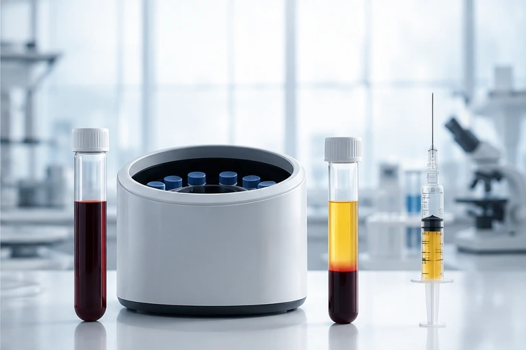 PRP preparation with centrifuge and separated plasma
